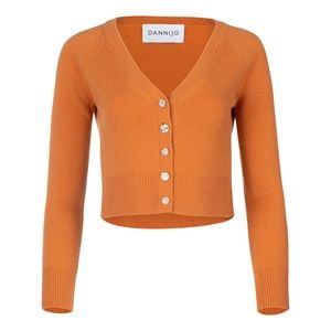 DANNIJO WOOL/CASHMERE CITRUS V-NECK CROPPED CARDIGAN